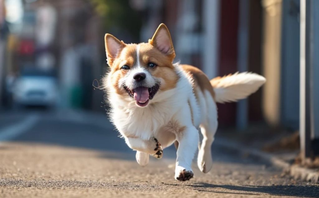 犬が走る